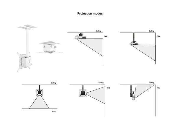 Multibrackets Projektor takfeste PRO HD 150-1000mm, maks 40Kg, svart 