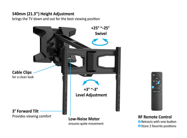 Multibrackets Veggfeste Pulldown motor Maks VESA 600x400, 35 Kg, 37-70" 