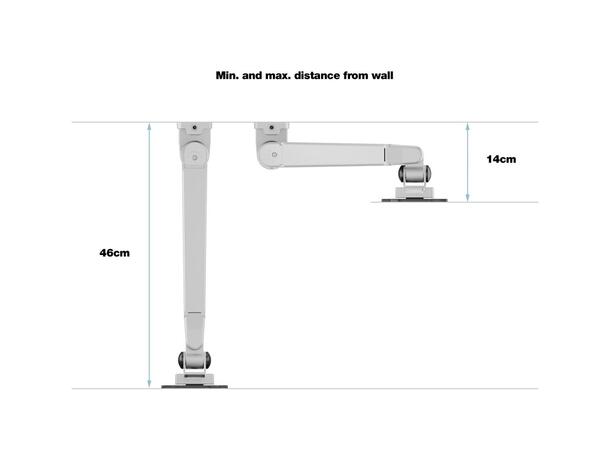 Multibrackets vegg gass arm basic Hvit , VESA 75x75 100x100, 10Kg, 15-32" 