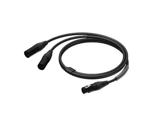 Procab Interconnect PRA735/1.5 Sort XLR FM-2x XLR M 1.5m 
