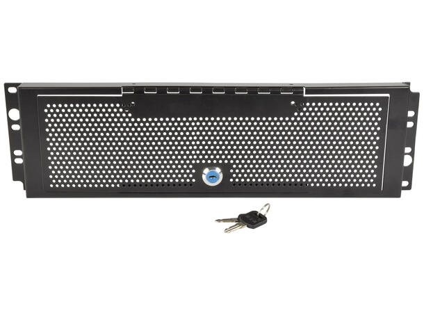 19" Blindpanel m/lås Svart 3U, Stål Inkl. 2 nøkler 