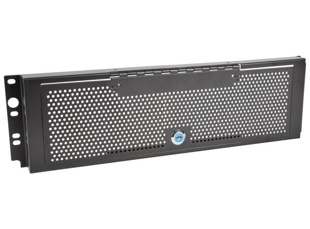 19" Blindpanel m/lås Svart 3U, Stål Inkl. 2 nøkler 