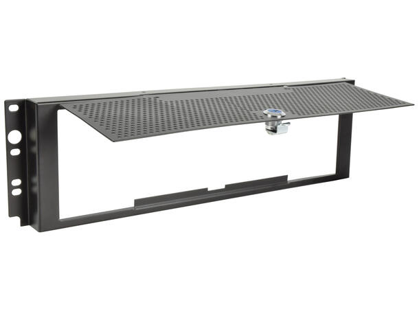 19" Blindpanel m/lås Svart 3U, Stål Inkl. 2 nøkler 