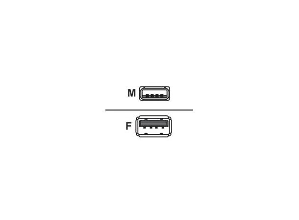 Elivi USB 2.0 A til A Skjøt 2 meter M/F, 2.0, Svart