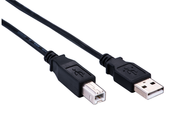 Elivi USB 2.0 A til B kabel 2.0 | Svart (Stor B kontakt) 