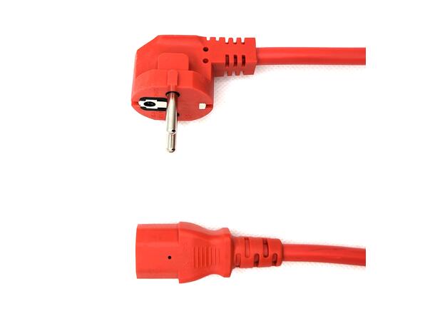 LinkIT strømkabel CEE 7/7 - C13 rød 1m Vinklet Schuko - C13 | PVC | 3x1,50 mm²