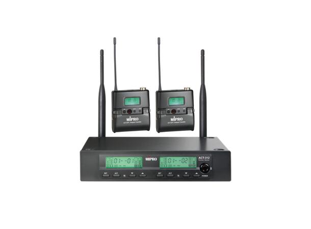 Mipro Trådløs mikrofonsett ACT-312II 2 x Lommesender Ladbar 822-832MHz 