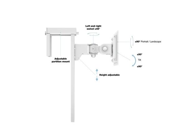 Multibrackets veggfeste monitor Hvit, Vesa 100x100, 15Kg, tilt. 15"-32" 