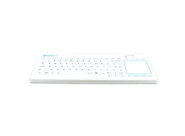 Purekeys USB Medisinsk Tastatur IP66 med touchpad, Silikondeksel