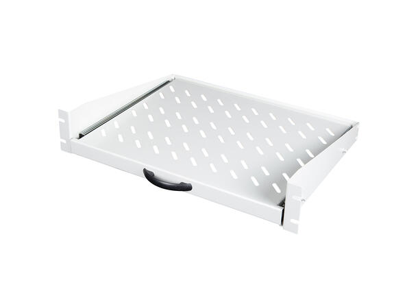 Lande 19" Uttrekkbar hylle 2U D350 Grå Feste foran | 300mm uttrekk | 15kg 