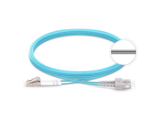 LinkIT FiberPatch Armored OM3 LC/SC 10m Braided steel , Duplex , LSZH , Aqua 