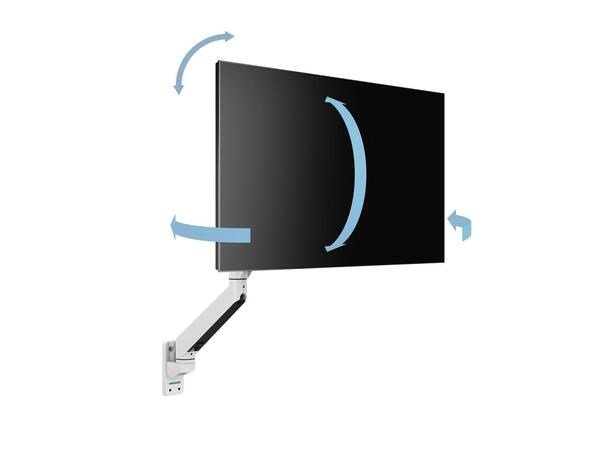 Multibrackets vegg gass arm single Hvit , VESA 75x75 100x100, 10Kg, 15-32" 