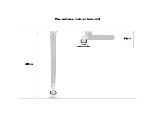 Multibrackets vegg gass arm single Hvit , VESA 75x75 100x100, 10Kg, 15-32" 