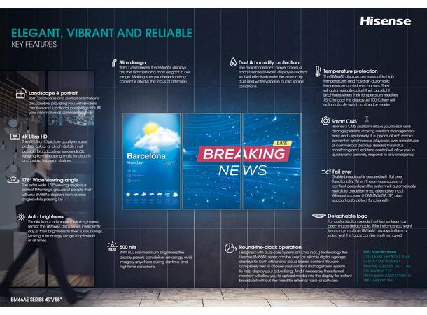 Hisense 24/7 4K UHD 500 nits Android 