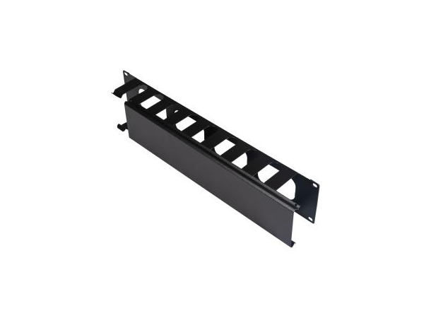 Lande 19" Kabelguide m/lokk 2U Festet i sklispor | Svart 