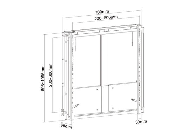 Multibrackets Veggfeste Counterbalanced Svart, 23-40kg, 600x600, 37-65" 
