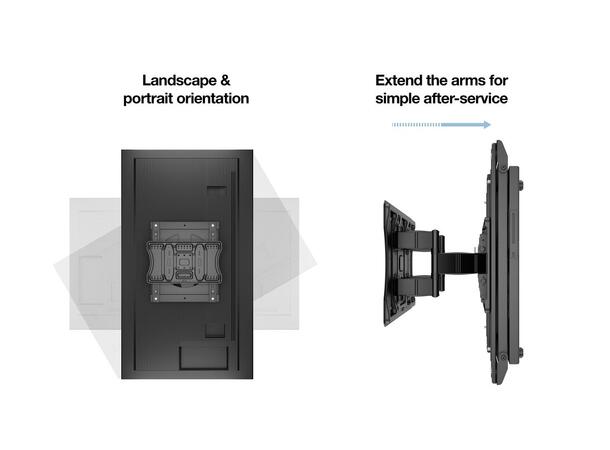 Multibrackets veggfeste super flip Svart, 35Kg,400x400, Flip & Rotate 