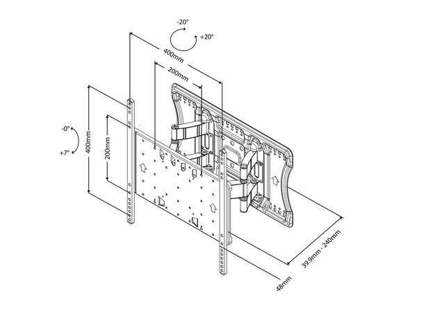 Multibrackets veggfeste super flip Svart, 35Kg,400x400, Flip & Rotate 