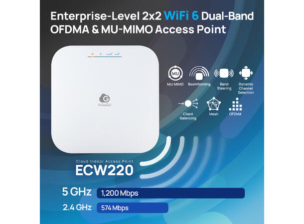 EnGenius ECW220S - Indoor AP Cloud6S | 2x2 | Wi-Fi 6 | Security | 13W