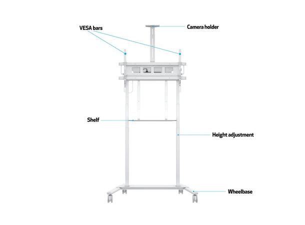 Multibrackets Tralle motor floorstand XL Hvit, 1000x600, 150kg, 42-100" 
