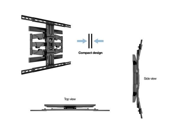 Multibrackets Veggfeste Flexarm L Svart, 600x400, 45Kg, 40-75" 