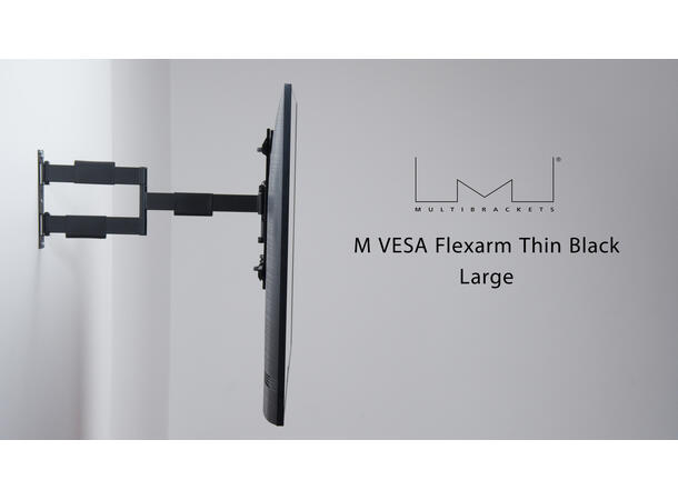 Multibrackets Veggfeste flexarm Thin L Svart, 600x400, 30Kg, 37" - 65"