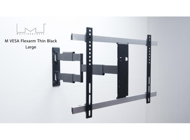 Multibrackets Veggfeste flexarm Thin L Svart, 600x400, 30Kg, 37" - 65" 