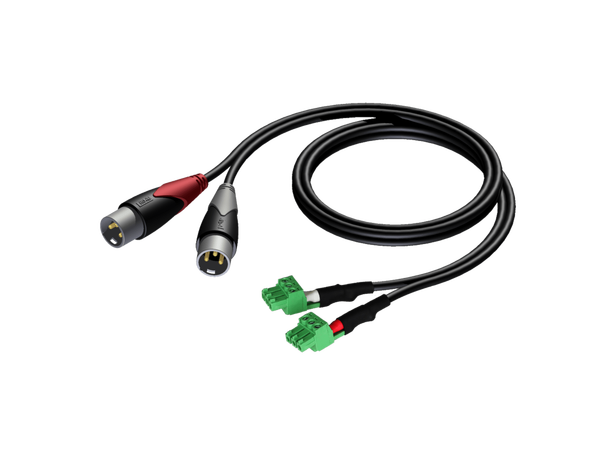 Procab Interconnect CLA834/3 Sort 2 x XLR M 2 x Term Block 3p  3.81mm 3m 