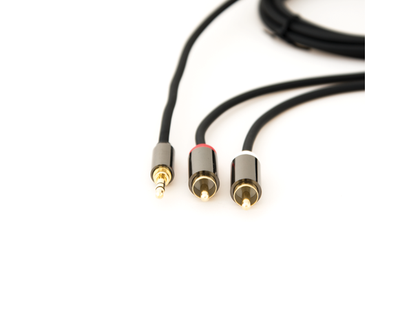 Stoltzen Flex Lydkabel 3,5mm - 2xRCA Fleksibel kabel | 2 x 3mm| Gold Conn. 