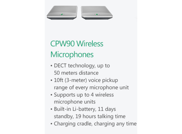 Yealink CPW90-DD10 wireless microphones Kit with 2x wireless mic, charging stand