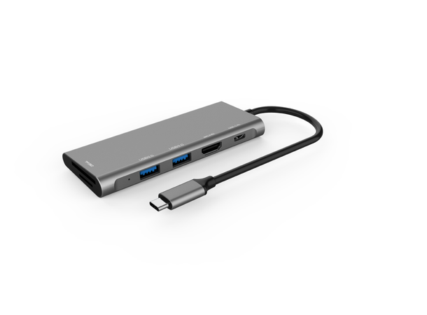 Elivi UltraSlim USB C Docking 6 in 1 MultiPort Adapter HUB, SpaceGrey