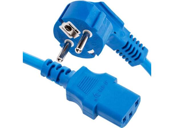 LinkIT strømkabel CEE 7/7 - C13 blå 1m Vinklet Schuko - C13 | 3 x 1,00 mm²| PVC 