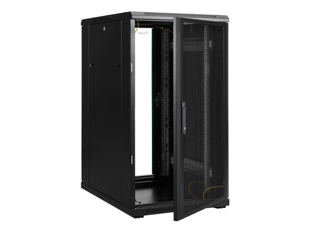 LinkIT Nettverksskap 22U svart B600xD800xH1094, glass - perforert 