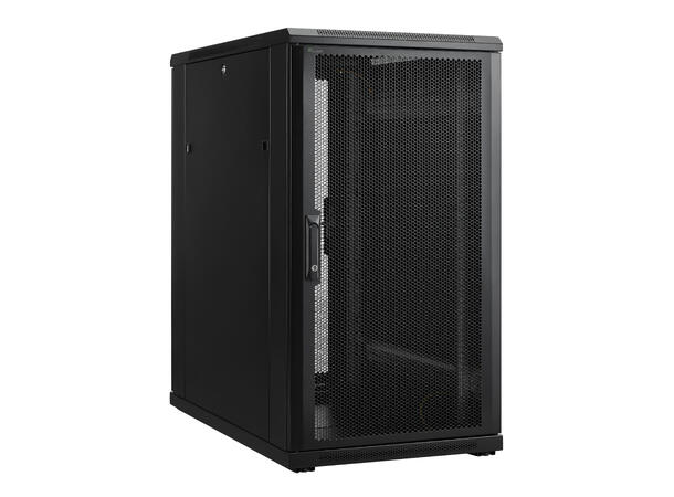 LinkIT Serverskap 22U svart B600xD1000xH1094, perforert - perf 