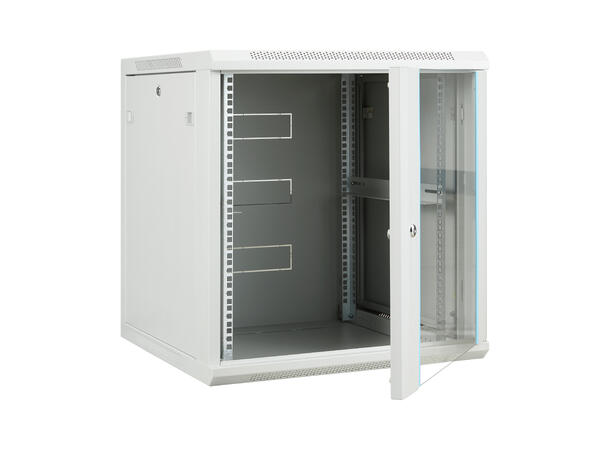 LinkIT Veggskap 19' 12U grå B600xD600xH635 , glass 