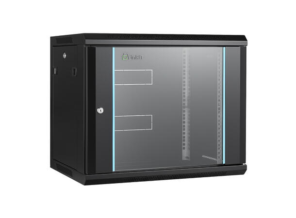 LinkIT Veggskap 19' 9U svart B600xD450xH501 , glass 