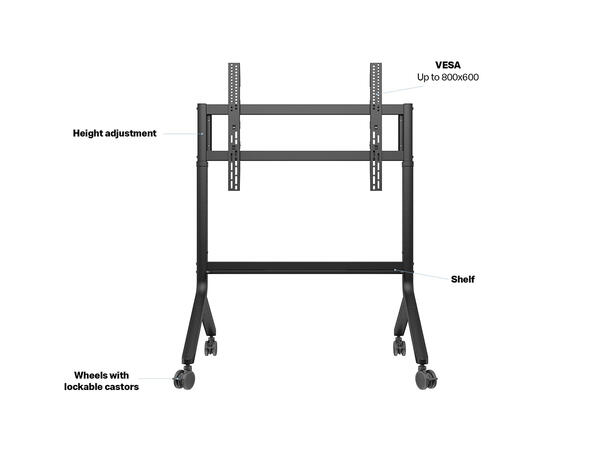 Multibrackets Gulvstativ Collaboration Sort, 800x600, 90Kg, 50"-86" 