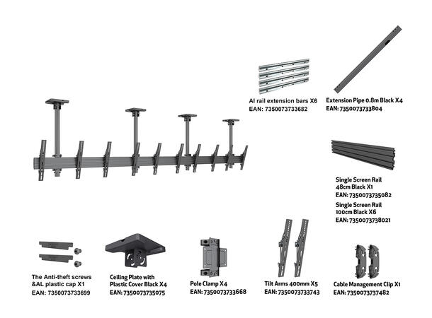 Multibrackets Menu Board Mount Pro MBC5X 1U* 