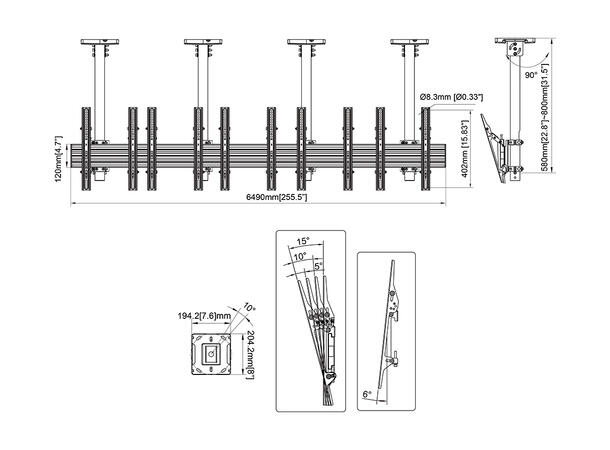 Multibrackets Menu Board Mount Pro MBC5X 1U* 