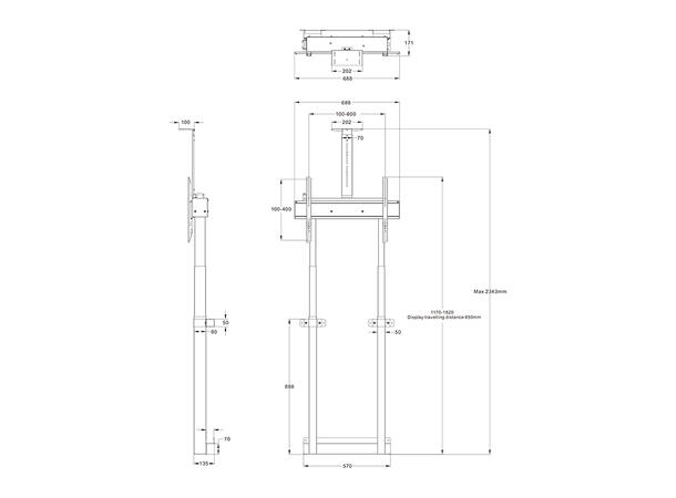Multibrackets Motorized Wallstand 90kg W hite 