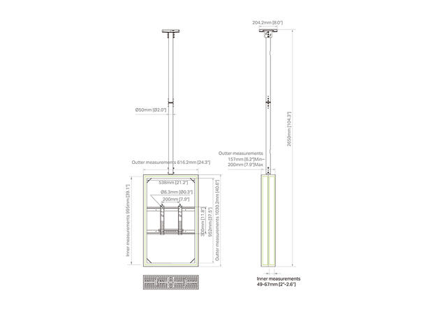 Multibrackets Pro Series - Enclosure 43" Ceiling Mount Small B2B Black 