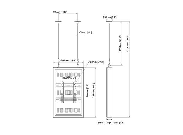 Multibrackets Pro kabinett 32" Hvit, vaier 
