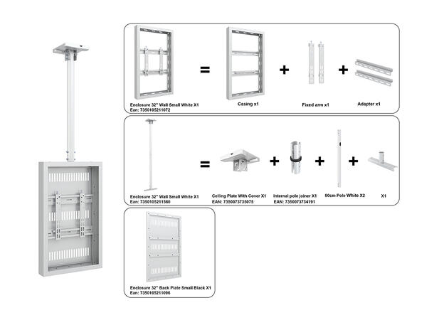 Multibrackets Pro kabinett 32" Tak Hvit, 