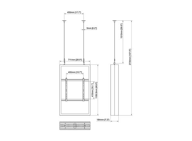 Multibrackets Pro kabinett vegg 50" Svart, 25Kg, Vesa 400x400 