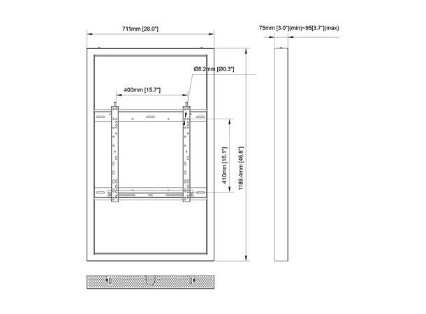 Multibrackets Pro kabinett vegg 50" Svart, 25Kg, Vesa 400x400 