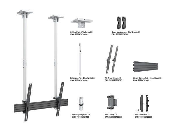 Multibrackets Pro takfeste MBC1USD 900 Hvit, 900x600, 135Kg, 155cm,  40-100" 