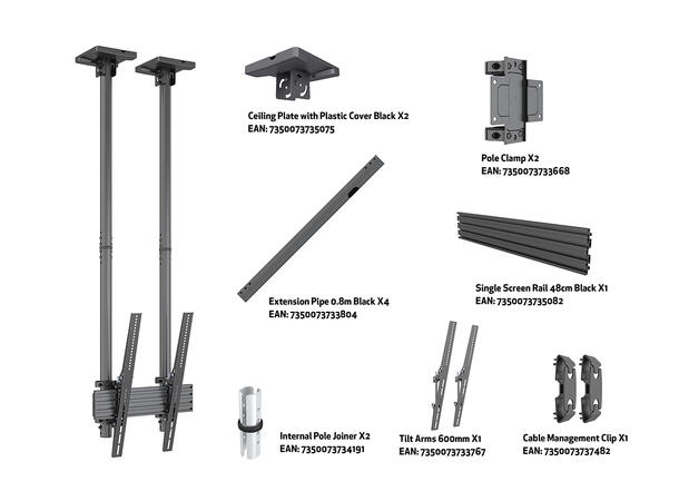 Multibrackets Takfeste Pro MBC1UPHD Svart, 400x600, 120Kg, 40-100", portrett 