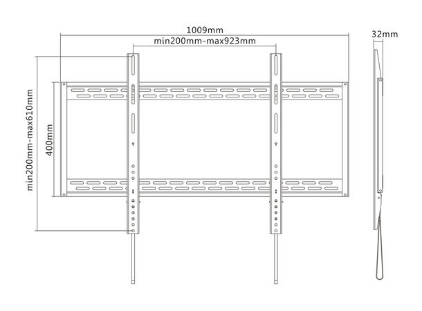 Multibrackets Veggfeste HD 100 Svart, 900x600, 100Kg 60"-100" 