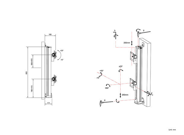 Multibrackets Veggfeste HD dual Svart , VESA 100, 2 x 24Kg, 32-50" 