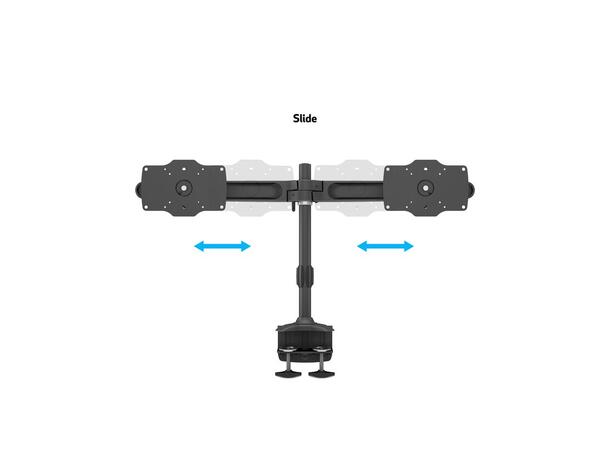 Multibrackets bordstativ, dual 24-32" 2 X 24"-32", 30kg, 200x100, Clamp 